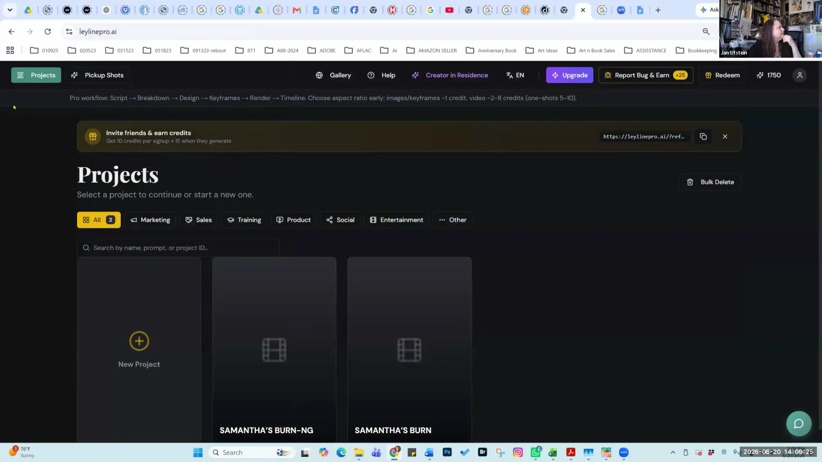 The Projects dashboard in Leyline Pro, showing existing projects and a button to create a new project.